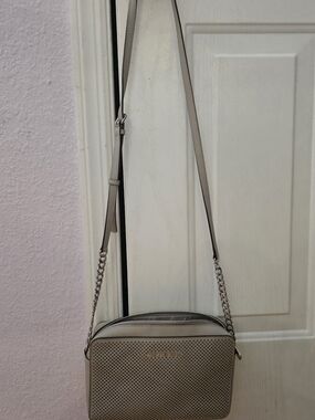 Michael Kors Taupe Perforated Leather Crossbody